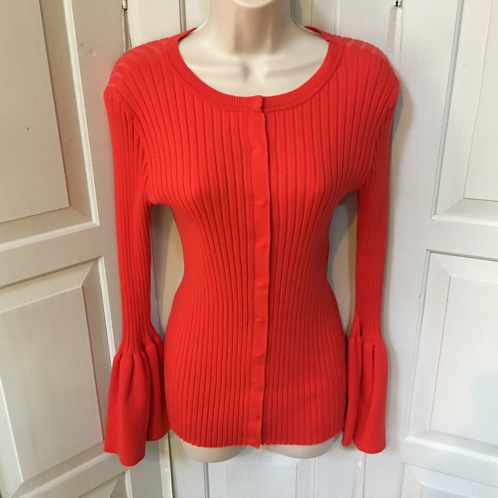 CAbi Orange Sweater w/ Bell Sleeves